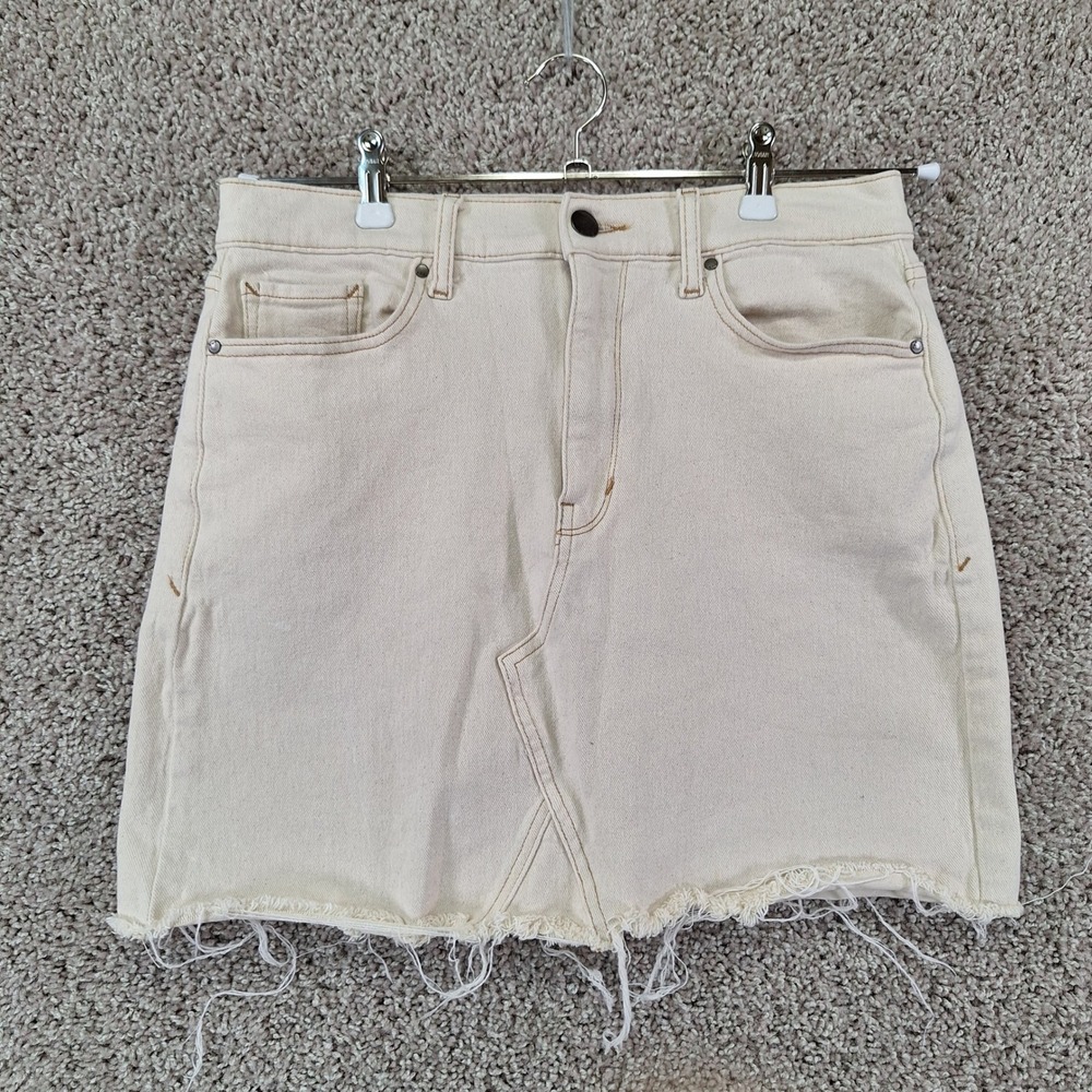 a.n.a Skirt Womens 8 Ivory High-Rise Skirt Raw Hem Denim Casual Boho
